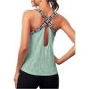 image:imageOYOANGLE Womens Camo Print Workout Tank Tops Sleeveless Running Tops Crisscross Back Yoga Gym Loose Athletic ShirtsGreen