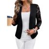 image:imageOYOANGLE Womens Casual Lightweight Jackets 34 Sleeve Open Front Work Office Blazer Suit JacketBlack