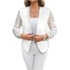 image:imageOYOANGLE Womens Casual Lightweight Jackets 34 Sleeve Open Front Work Office Blazer Suit JacketWhite