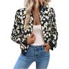 image:imageOYOANGLE Womens Cheetah Print Zip Up Jacket Long Sleeve Casual Lightweight Bomber Jackets OuterwearBlack and White
