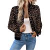 image:imageOYOANGLE Womens Cheetah Print Zip Up Jacket Long Sleeve Casual Lightweight Bomber Jackets OuterwearChocolate Brown