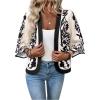 image:imageOYOANGLE Womens Floral Print 34 Sleeve Open Front Cardigan Lightweight Kimono Outerwear Cover UpsMulticolor