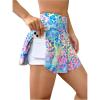 image:imageOYOANGLE Womens Graphic Print Athletic Tennis Skorts Cheetah Ruffle A Line Skirt with Built in Shorts ActivewearBlue Purple