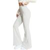image:imageOYOANGLE Womens Mini Flare Bootcut Leggings High Waist Tummy Control Butt Lifting Casual Yoga Flare PantsWhite