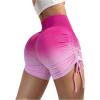 image:imageOYOANGLE Womens Ombre High Waisted Butt Scrunch Workout Shorts Drawstring Side Ruched Gym Biker ShortsPink