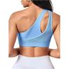 image:imageOYOANGLE Womens One Shoulder Sports Bras Cutout Workout One Strap Sexy Crop Tank TopsBlue