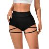 image:imageOYOANGLE Womens Ring Linked Cut Out High Waisted Biker Shorts Stretchy Rave Workout Athletic Gym ShortsBlack