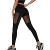 image:imageOYOANGLE Womens Sexy Mesh HollowOut Breathable High Waist Leggings Yoga Pants Tummy Control Stretch Yoga LeggingsBlack
