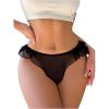image:imageOYOANGLE Womens Sheer Mesh Thongs Ruffle See Through Low Rise Panties UnderwearBlack