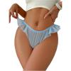 image:imageOYOANGLE Womens Sheer Mesh Thongs Ruffle See Through Low Rise Panties UnderwearBlue