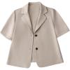 image:imageOYOANGLE Womens Short Sleeve Cropped Suit Blazer Business Casual Open Front Button Down JacketApricot