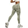 image:imageOYOANGLE Womens V Back Waist Yoga Leggings Printed High Waisted Scrunch Butt Lifting Seamless Casual LeggingsGreen