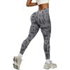 image:imageOYOANGLE Womens V Back Waist Yoga Leggings Printed High Waisted Scrunch Butt Lifting Seamless Casual LeggingsGrey