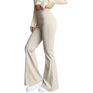 image:imageOYOANGLE Womens Mini Flare Bootcut Leggings High Waist Tummy Control Butt Lifting Casual Yoga Flare PantsApricot