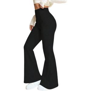 image:imageOYOANGLE Womens Mini Flare Bootcut Leggings High Waist Tummy Control Butt Lifting Casual Yoga Flare PantsBlack