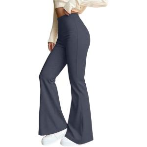 image:imageOYOANGLE Womens Mini Flare Bootcut Leggings High Waist Tummy Control Butt Lifting Casual Yoga Flare PantsDark Grey
