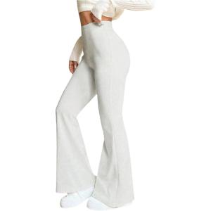 image:imageOYOANGLE Womens Mini Flare Bootcut Leggings High Waist Tummy Control Butt Lifting Casual Yoga Flare PantsWhite