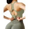 image:imageOYOANGLE Womens Padded Crisscross Back Sports Bras Workout Crop Tank Tops Wirefree Seamless Workout Soft BraGreen