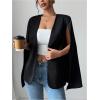image:imageOYOANGLE Womens Cape Blazers Split Long Sleeve Open Front Elegant Work Dressy Jacket Coat WorkwearBlack
