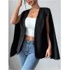 image:imageOYOANGLE Womens Cape Blazers Split Long Sleeve Open Front Elegant Work Dressy Jacket Coat WorkwearBlack