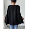 image:imageOYOANGLE Womens Cape Blazers Split Long Sleeve Open Front Elegant Work Dressy Jacket Coat WorkwearBlack