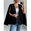 image:imageOYOANGLE Womens Cape Blazers Split Long Sleeve Open Front Elegant Work Dressy Jacket Coat WorkwearBlack