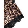 image:imageOYOANGLE Womens Cheetah Print Satin Lingerie Bodysuits Leopard Lace Trim Criss Cross Teddy BabydollsBrown