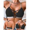 image:imageOYOANGLE Womens Front Closure Wireless Bra Metallic Sparkly Strap Criss Cross Y Back Halter BrasBlack