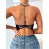 image:imageOYOANGLE Womens Lace Front Closure Underwire Bra Rhinestone Shiny Halter Bralette Non Padded BrasBlack