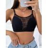 image:imageOYOANGLE Womens Rhinestone Mesh Seamless Bras Wireless Bralette Comfortable Low Back Sexy BrasBlack