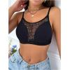 image:imageOYOANGLE Womens Rhinestone Mesh Seamless Bras Wireless Bralette Comfortable Low Back Sexy BrasBlack