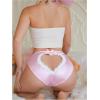 image:imageOYOANGLE Womens Satin Panties Lace Trim Cut Out Briefs Mid Rise Cute UnderwearPink