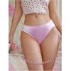 image:imageOYOANGLE Womens Satin Panties Lace Trim Cut Out Briefs Mid Rise Cute UnderwearPink