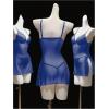 image:imageOYOANGLE Womens Sheer Lingerie Set V Neck Side Slit Chemise Nightgown and Thongs See Through SleepwearBlue