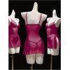 image:imageOYOANGLE Womens Sheer Lingerie Set V Neck Side Slit Chemise Nightgown and Thongs See Through SleepwearHot Pink