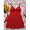 image:imageOYOANGLE Womens Sheer Lingerie Set V Neck Side Slit Chemise Nightgown and Thongs See Through SleepwearRed