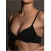 image:imageOYOANGLE Womens Wireless Seamless Deep V Demi Bra Sexy Front Closure Thin Seamless Bralette Light Shaping BrasBlack