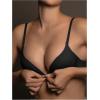 image:imageOYOANGLE Womens Wireless Seamless Deep V Demi Bra Sexy Front Closure Thin Seamless Bralette Light Shaping BrasBlack