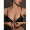 image:imageOYOANGLE Womens Wireless Seamless Deep V Demi Bra Sexy Front Closure Thin Seamless Bralette Light Shaping BrasBlack