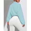 image:imageOYOANGLE Womens Zip Up Cropped Running Jackets Color Block Drawstring Sports Coat Long Sleeve Light OuterwearBlue