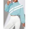 image:imageOYOANGLE Womens Zip Up Cropped Running Jackets Color Block Drawstring Sports Coat Long Sleeve Light OuterwearBlue