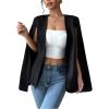 image:imageOYOANGLE Womens Cape Blazers Split Long Sleeve Open Front Elegant Work Dressy Jacket Coat WorkwearBlack