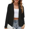 image:imageOYOANGLE Womens Open Front Cardigans Long Sleeve Work Dressy Casual Fall Jackets OuterwearBlack