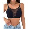 image:imageOYOANGLE Womens Rhinestone Mesh Seamless Bras Wireless Bralette Comfortable Low Back Sexy BrasBlack