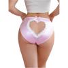 image:imageOYOANGLE Womens Satin Panties Lace Trim Cut Out Briefs Mid Rise Cute UnderwearPink