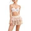 image:imageOYOANGLE Womens Unlined Lace Strapless Sexy Comfort Bra Push Up Padded Underwire Wedding BrasWhite
