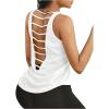 image:imageOYOANGLE Womens Workout Tank Top Cut Out Backless Running Sports Athletic Sleeveless TopsWhite
