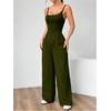 image:imageOYOANGLE Womens Strappy Backless Jumpsuits Wide Leg Sleeveless One Piece Summer Outfits Rompers OverallsArmy Green