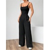 image:imageOYOANGLE Womens Strappy Backless Jumpsuits Wide Leg Sleeveless One Piece Summer Outfits Rompers OverallsBlack