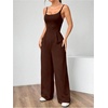 image:imageOYOANGLE Womens Strappy Backless Jumpsuits Wide Leg Sleeveless One Piece Summer Outfits Rompers OverallsCoffee Brown